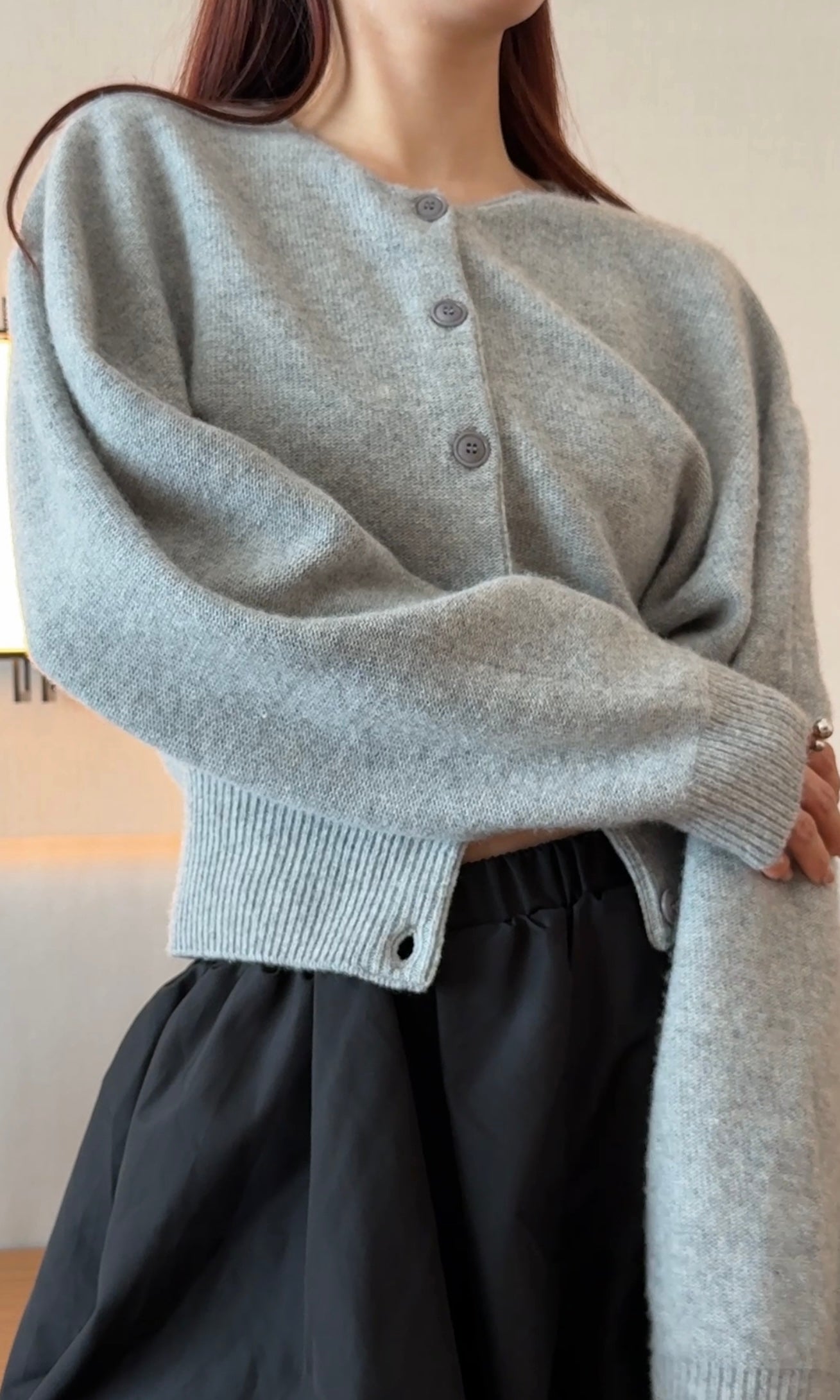 ロングスリーブ ウールカーディガン