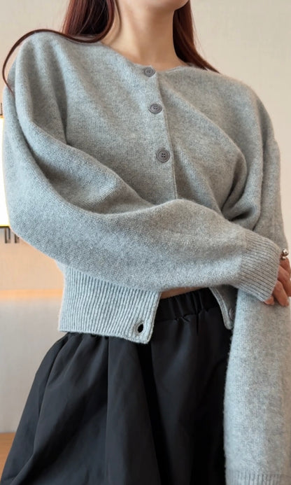 ロングスリーブ ウールカーディガン