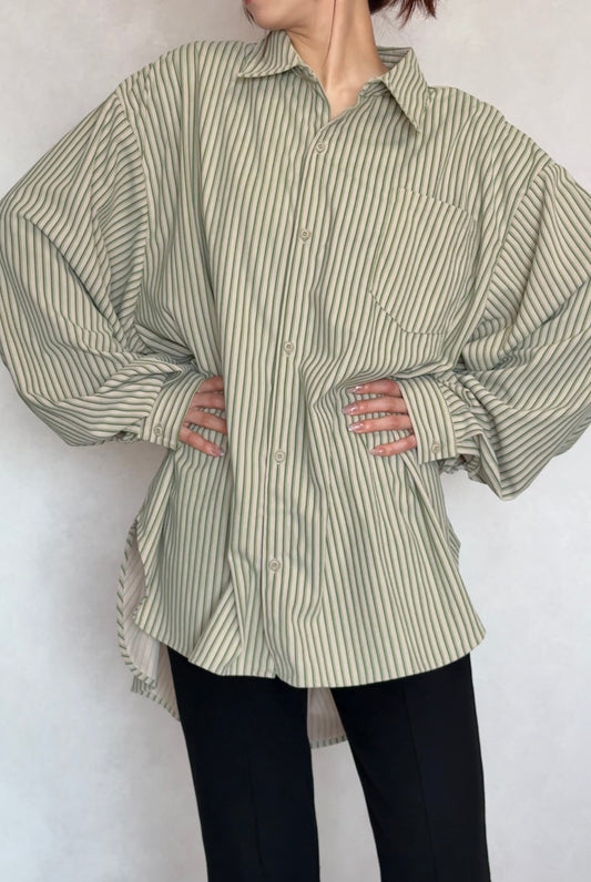 Striped overshirt (suede touch)